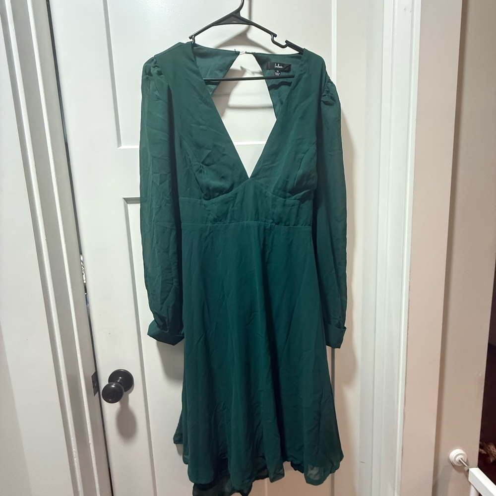 Lulu's Deep Green Long Sleeve Dress